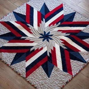 Ironbound Compass Quilt Pattern – Patriotic Red White Blue Star Quilt PDF