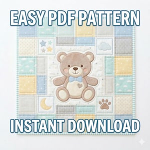 Baby Bär Quilt Anleitung PDF – 110X120 cm – Moderne Patchwork Kinderdecke