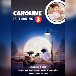 Wall E Invitation fête d'anniversaire Wall E Invitation d'anniversaire Wall E Invitation modifiable Wall E Carte imprimable numérique