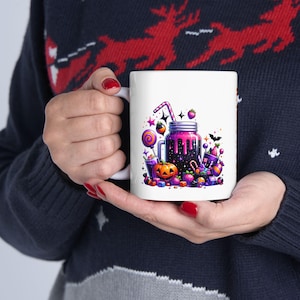 Halloween Ceramic Mug: Spooky Coffee Cup, Fall Decor