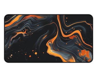 black and orange marbel mouse pad desk mat