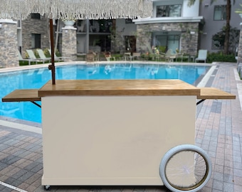 Beige 4ft mobiele bar, koffiekar, barwagen, mobiele koffiebar, mobiele kar, winkelcentrumkiosk, modulaire mobiele bar, drankbar, opvouwbaar hout
