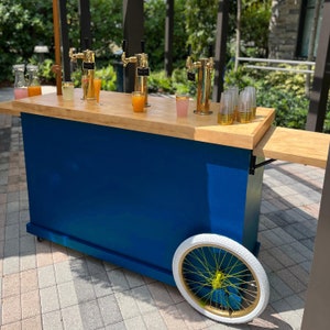 Navy Blue 5ft  Mobile Bar Cart, Bar Cart, Mobile Bar, Coffee Cart, Mobile Cart, Mall Kiosk, Modular Mobile Bar, Beverage Bar, Foldable Wood