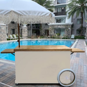 Beige 4ft Mobile Bar, Coffee Cart, Bar Cart, Mobile Coffee Bar, Mobile Cart, Mall Kiosk, Modular Mobile Bar, Beverage Bar, Foldable Wood
