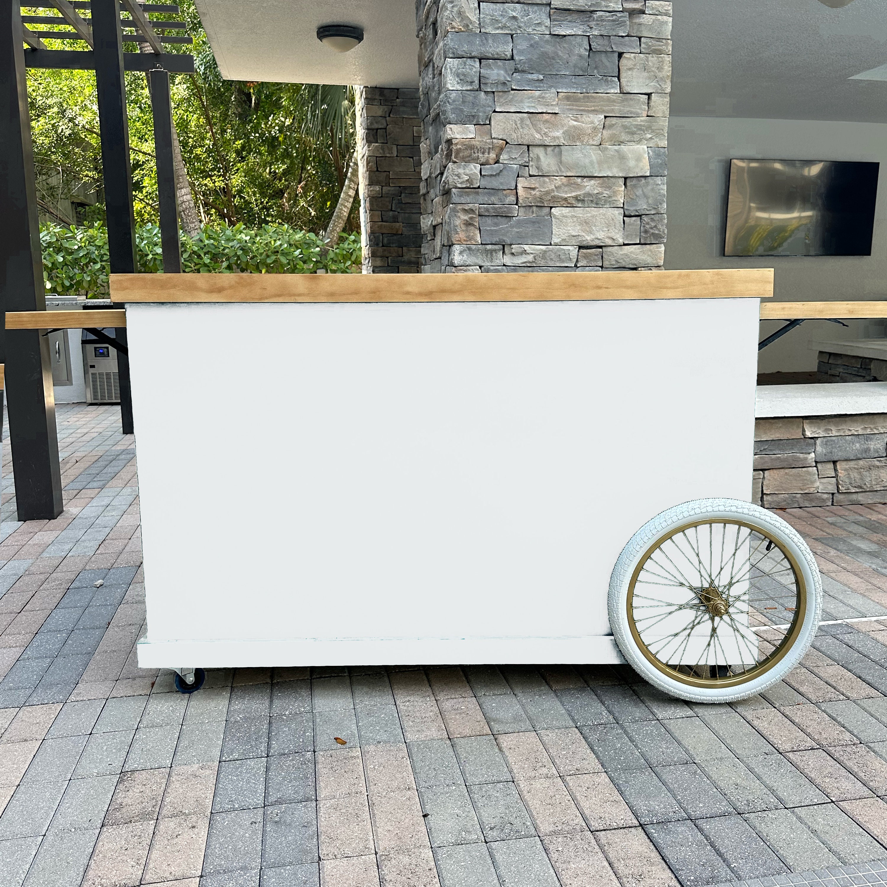 White 4ft Mobile Bar, White Coffee Cart, Bar Cart, Mobile Coffee Bar