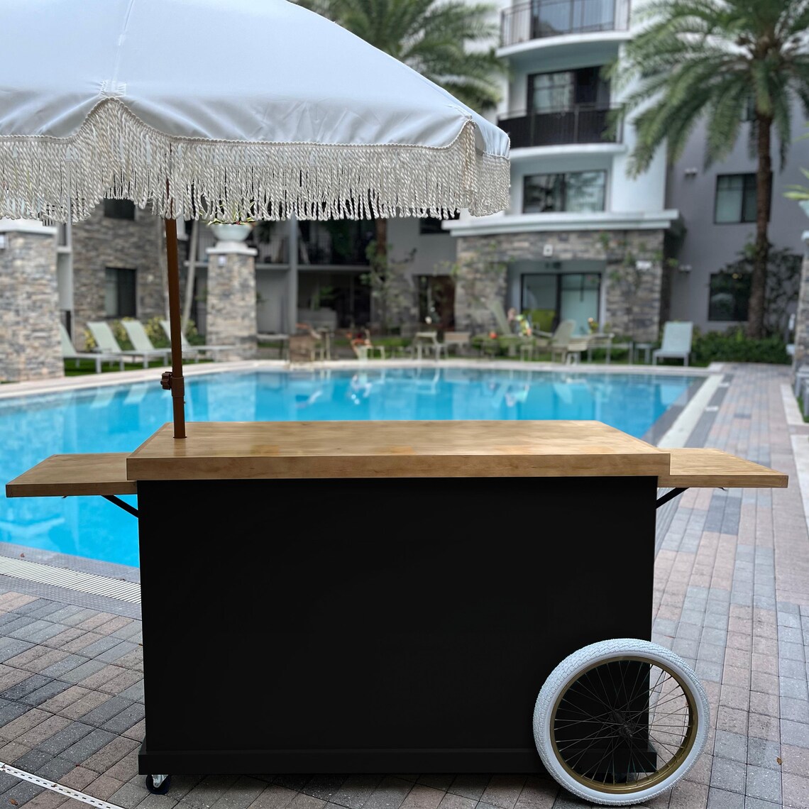 Black 5ft Mobile Bar Cart, Black Cart, Bar Cart, Black Mobile Bar ...