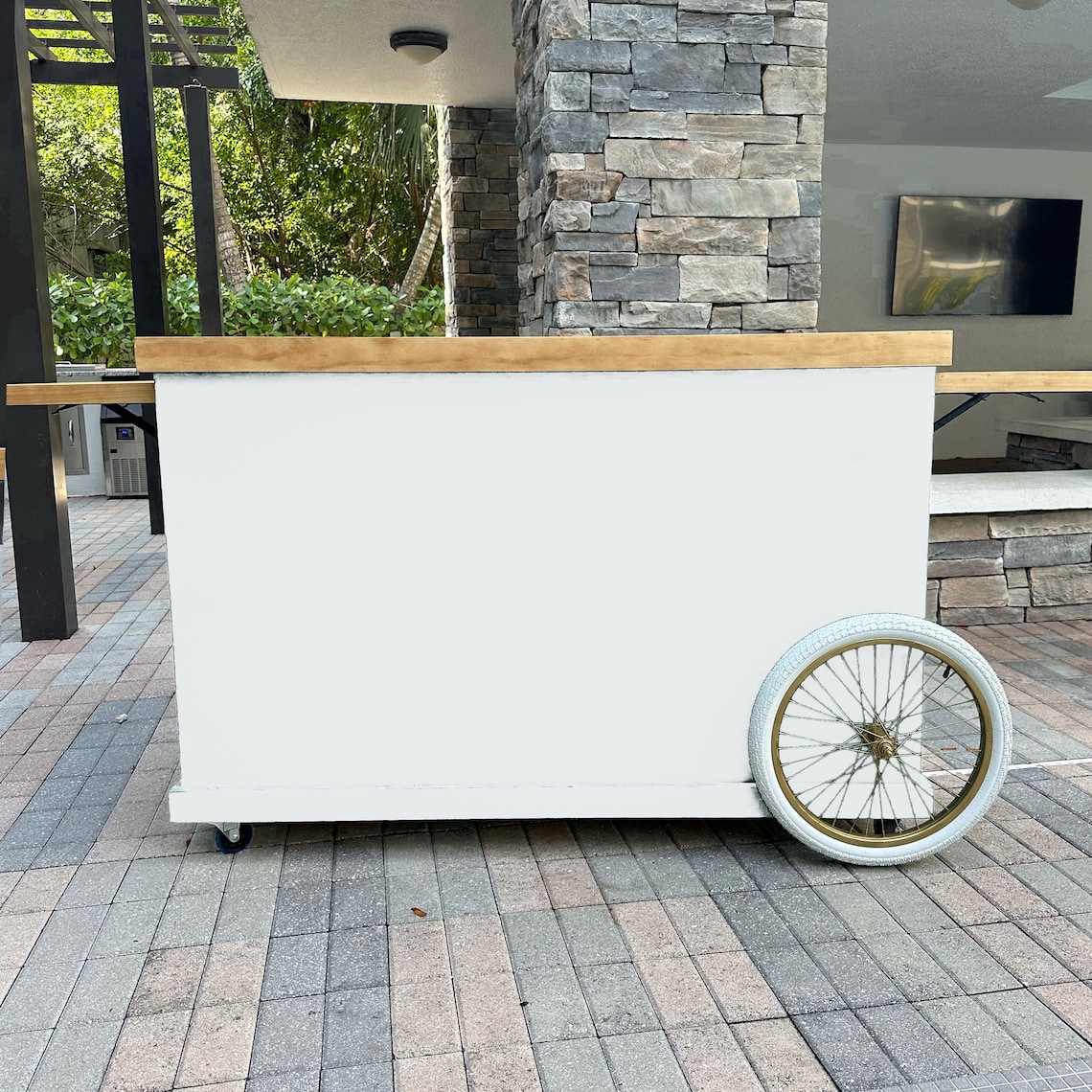 White 5ft Mobile Bar Cart, Beverage Cart, Bar Cart, Mobile Bar ...
