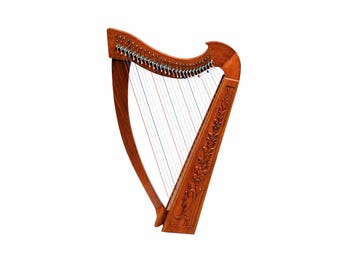 27 String Celtic Lever Harp | Handmade Mahogany Irish Folk Instrument with Bag