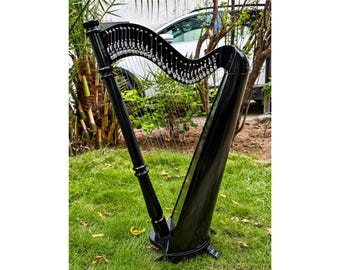 Arpa de palanca de 27 cuerdas: arpa folklórica celta de madera de haya negra - Libre de impuestos en EE. UU.