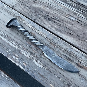 railroad spike knives hand forged twisted handle