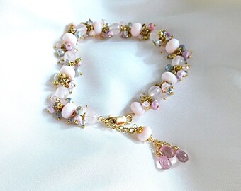 Peruvian Opal - Peruvian Opal Bracelet - Pink Peruvian Opal - Statement Bracelet - Pink Bracelet - Opal Bracelet