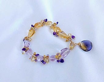Citrine Bracelet - Amethyst Bracelet - Ametrine Bracelet