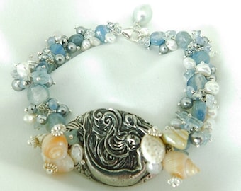 Mermaid - Mermaid Jewelry - Mermaid Bracelet - Gem Bracelet - Blue Bracelet