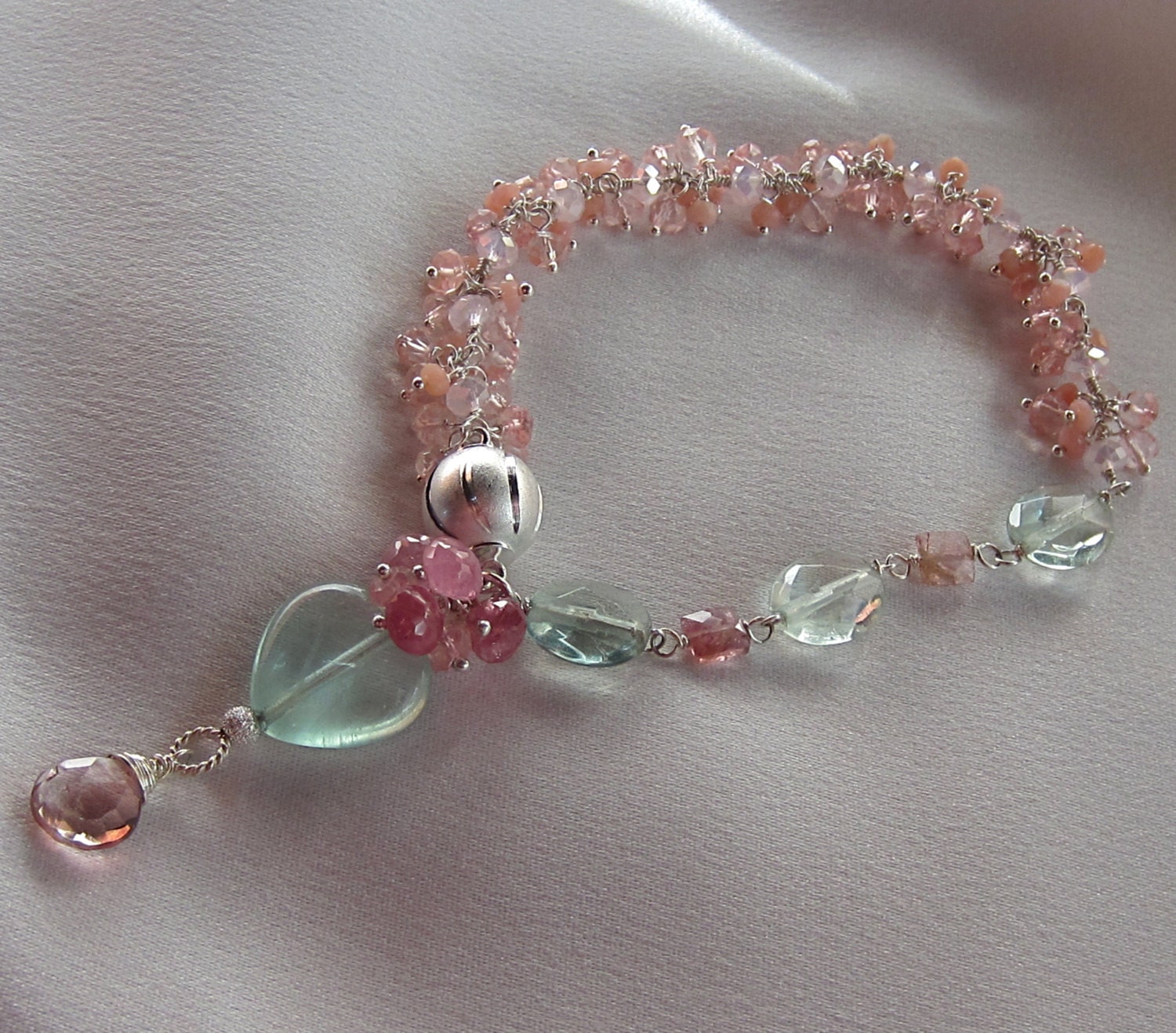 Pink Bracelet Pink and Green Bracelet Etsy