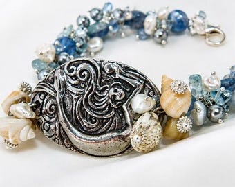 Mermaid - Mermaid Jewelry - Mermaid Bracelet - Gem Bracelet - Blue Bracelet