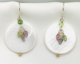 White Earrings - Peridot Earrings - Amethyst Earrings - Large Earrings