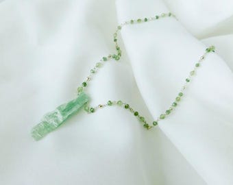 Kyanite Necklace - Green Necklace - Sterling Silver Necklace - Peridot Necklace - Simple Necklace - Dainty Necklace - Everyday Jewelry