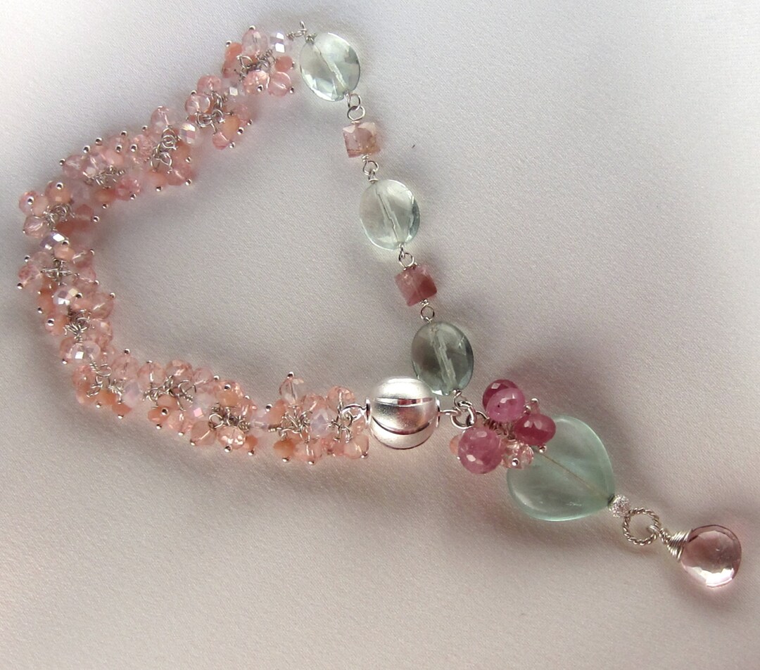Pink Bracelet Pink and Green Bracelet Etsy