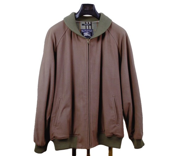 ハ*読様 80s Burberry short wool Harrington BURBERRY'S VINTAGE HARRINGTON MEN'S JACKET BOMBER WOOL NAVY