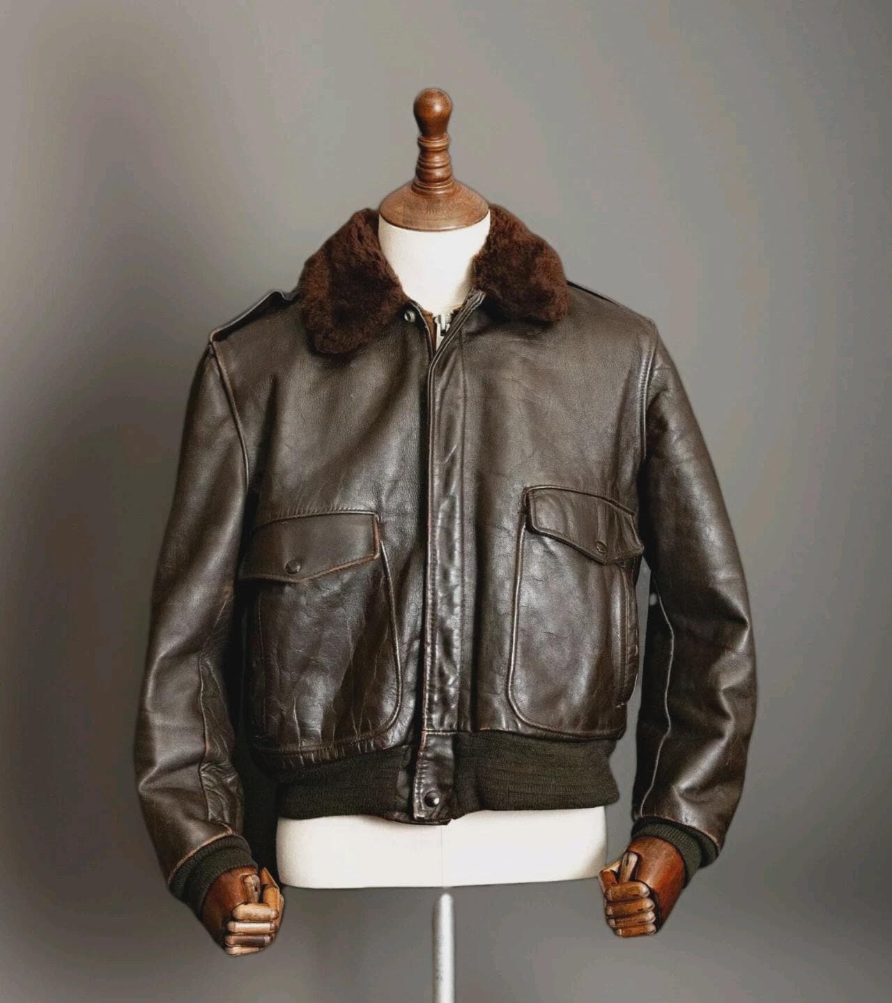 Vintage 80s SCHOTT 2 Piece Aviator Jacket Men Brown Leather Made
