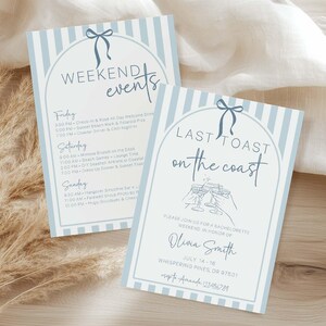 Last Toast on the Coast Weekend Invitation Itinerary, Beach Bachelorette Editable Template, Coastal Bach Party Weekend Invitation Itinerary