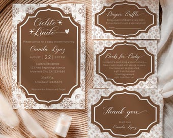 Cielito Lindo babyshoweruitnodiging bundel genderneutraal bewerkbare Mexicaanse babyshowersjabloon set Talavera babyshoweruitnodiging
