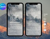 Hiking Weekend Digital Invitation, Hiking Birthday Animated Evite, Video Invite Hiking Birthday, Camping Hiking Digital Itinerary Invite