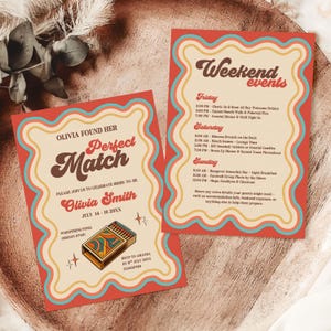 Perfect Match Bachelorette Invitation Itinerary, She Found Her Perfect Match Bachelorette Template, Match Made In Heaven Bach Weekend Party