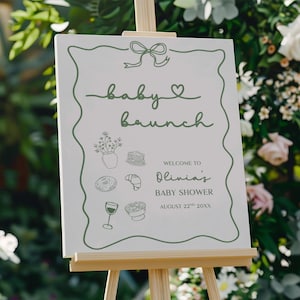 Baby Brunch Baby Shower Welcome Sign, Editable Brunch Theme Baby Shower Party Banner, Hand Drawn Pancake Breakfast Morning Baby Shower Sign