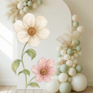 Baby in bloei groot decor uitsnede, afdrukbare lente bloemen verjaardagsfeestje decor, wilde bloemen babyshower verjaardagsfeestje prop, pastel bloemen