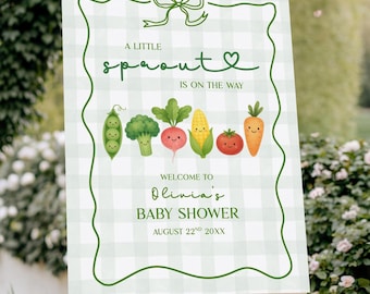 Little Sprout Baby Shower Welcome Sign: Veggie Garden Theme (Digital Download