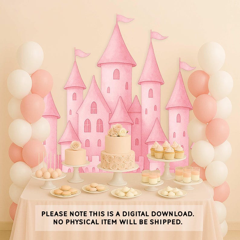 Printable Pink Castle Big Decor Cutout, Princess Birthday Party ...