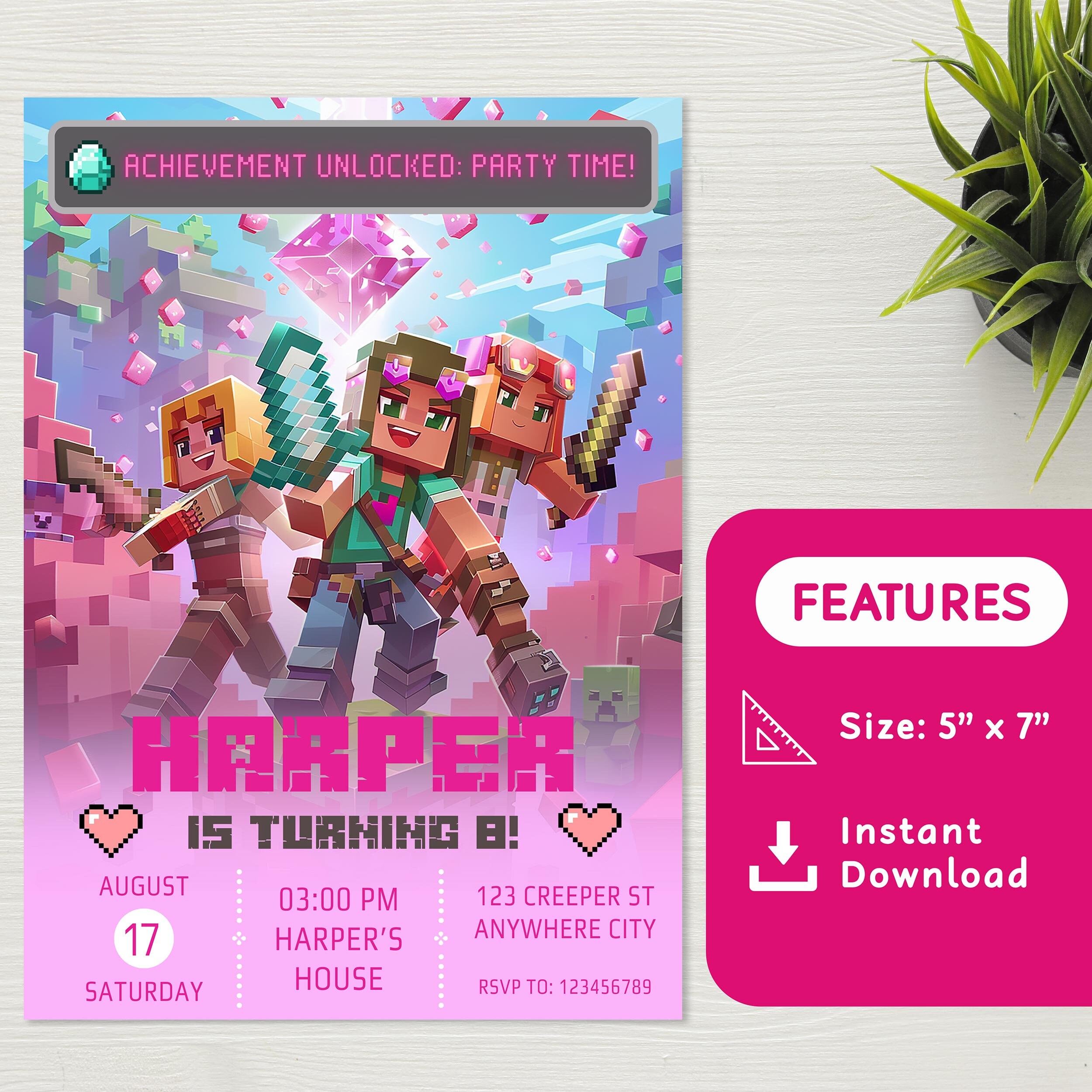 Girl Gamer Minecraft Invite