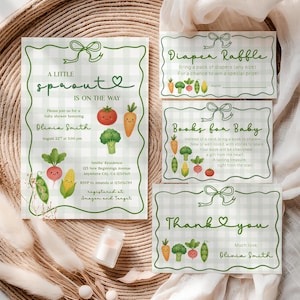 Editable Little Sprout Baby Shower Bundle, A Little Sprout Is On The Way Baby Shower Template Set, Locally Grown Baby, Garden Baby Theme