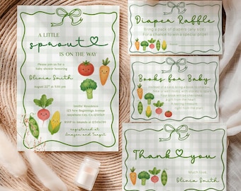 Little Sprout Baby Shower Bundle: Garden Theme Template Set (Digital Download
