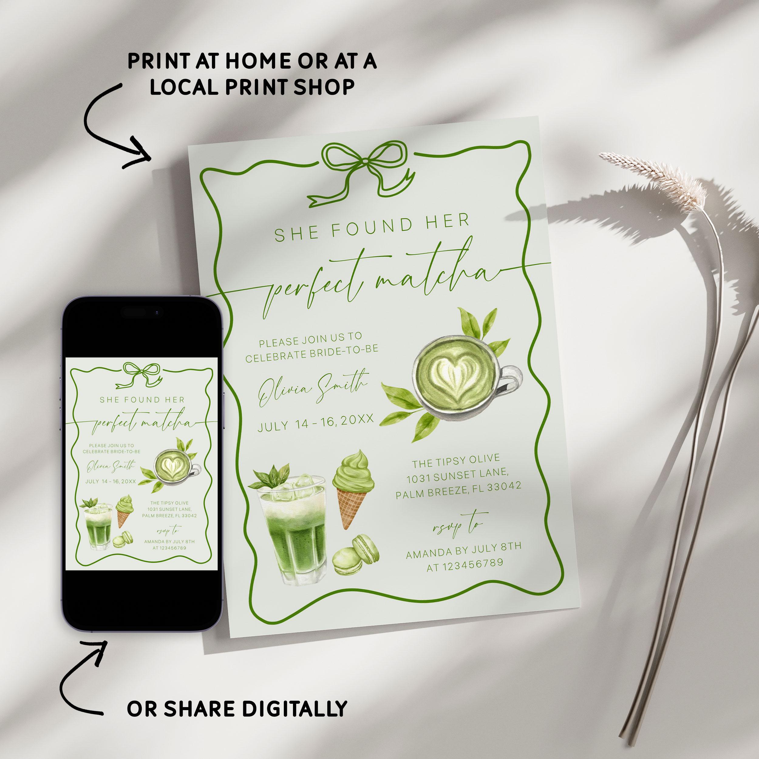 Matcha Bachelorette Invitation and Itinerary Template (digital Download ...