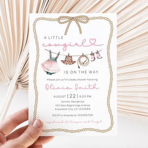 Cowgirl Baby Shower Invitation, A Little Cowgirl Is On The Way Baby Shower Invite, Wild West Baby Shower Invitation, Pink Baby Clothes Theme