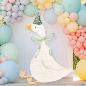 One Silly Goose Big Decor Cutout, One Silly Goose Birthday Party, One Silly Goose Prop, Goose With Party Hat Instant Download Printable