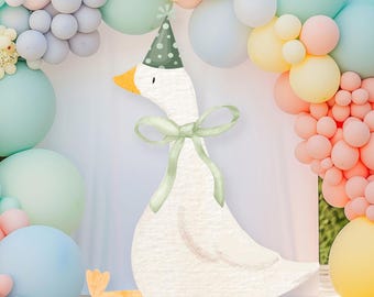 One Silly Goose Big Decor Cutout, One Silly Goose Birthday Party, One Silly Goose Prop, Goose With Party Hat Instant Download Printable