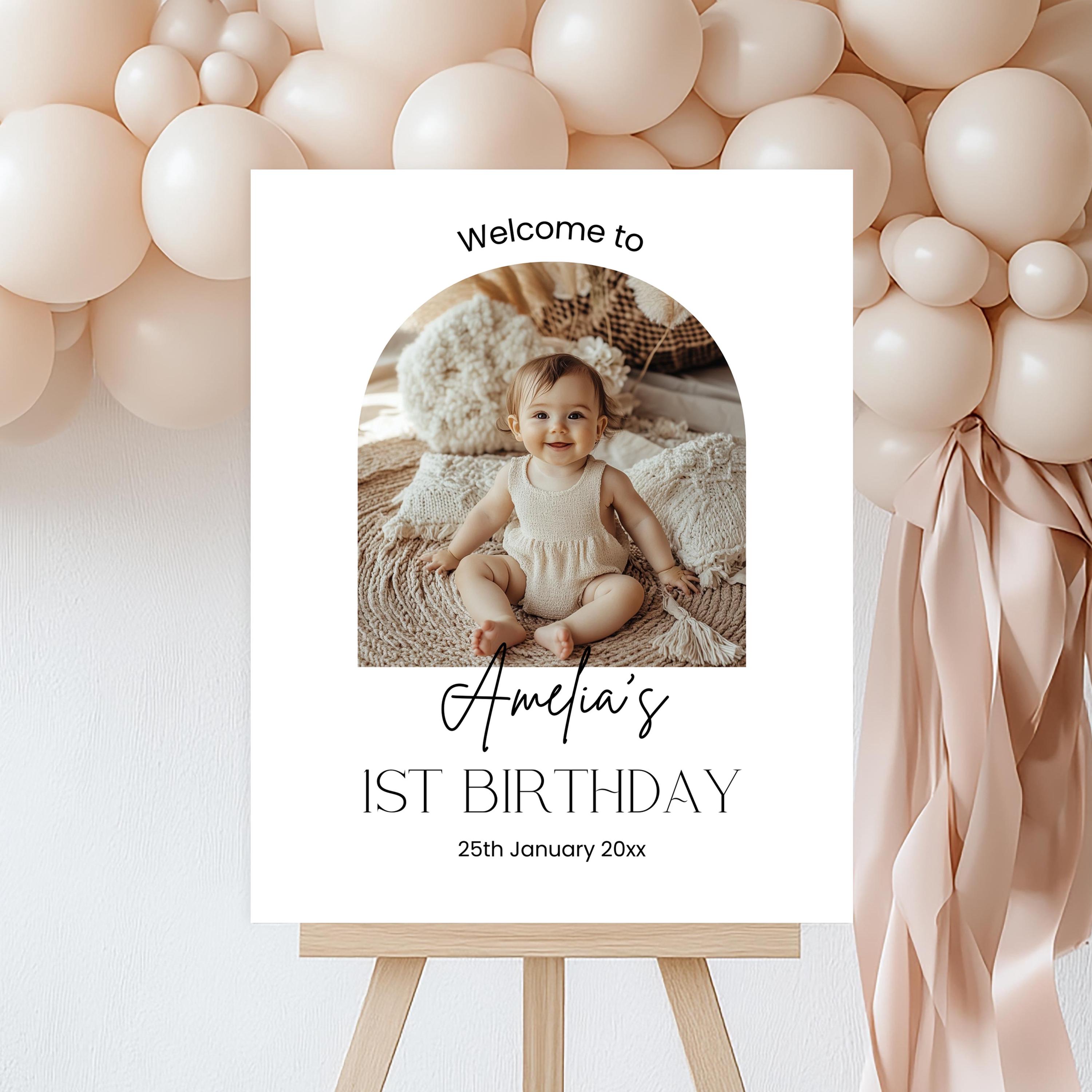 Simple Photo Birthday Welcome Sign, Editable Any Gender Birthday ...