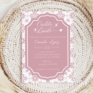 Cielito Lindo Baby Shower Invitation Girl, Editable Pink Mexican Baby Shower Template, Papel Picado Talavera Theme Baby Shower Invitation