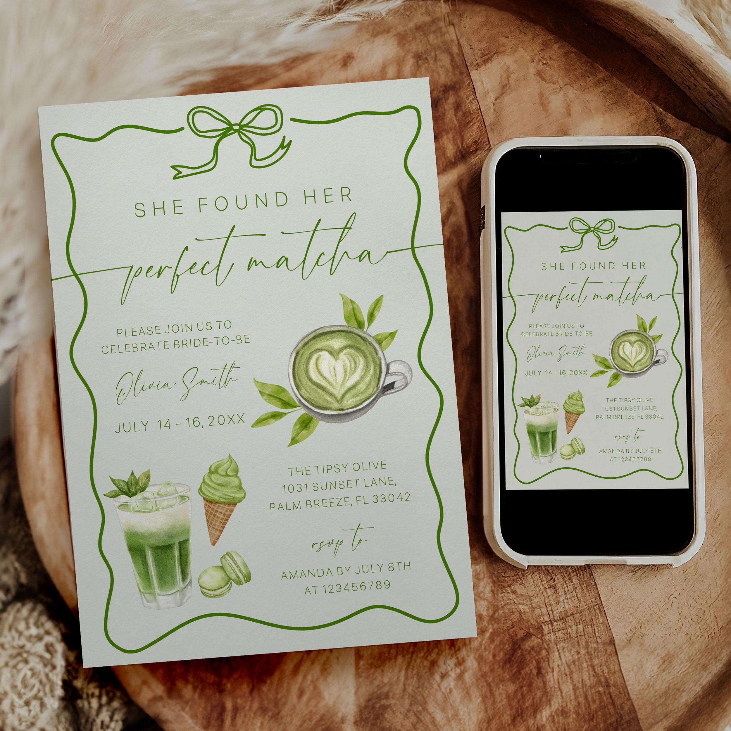 Matcha Bachelorette Invitation and Itinerary Template (digital Download ...