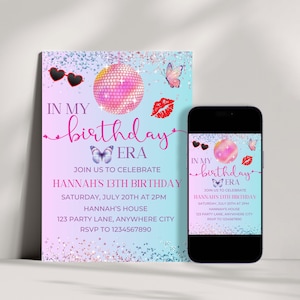 In My Birthday Era Invitation, Teen Party Invite, 13th Birthday Invitation Girl, Birthday Era Invitation, Editable 13th Birthday Invite Girl