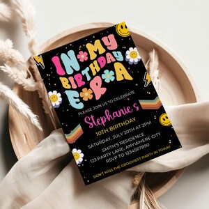 Editable In My Birthday Era Invitation, Teen Birthday Invitation Girl, Black Retro Birthday Invitation, Instant Download Birthday Invitation