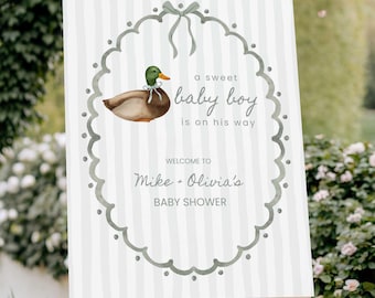 Mallard Duck Baby Shower Welcome Sign, Hunting Duck Theme Boy Shower Welcome Poster (Digital Download)