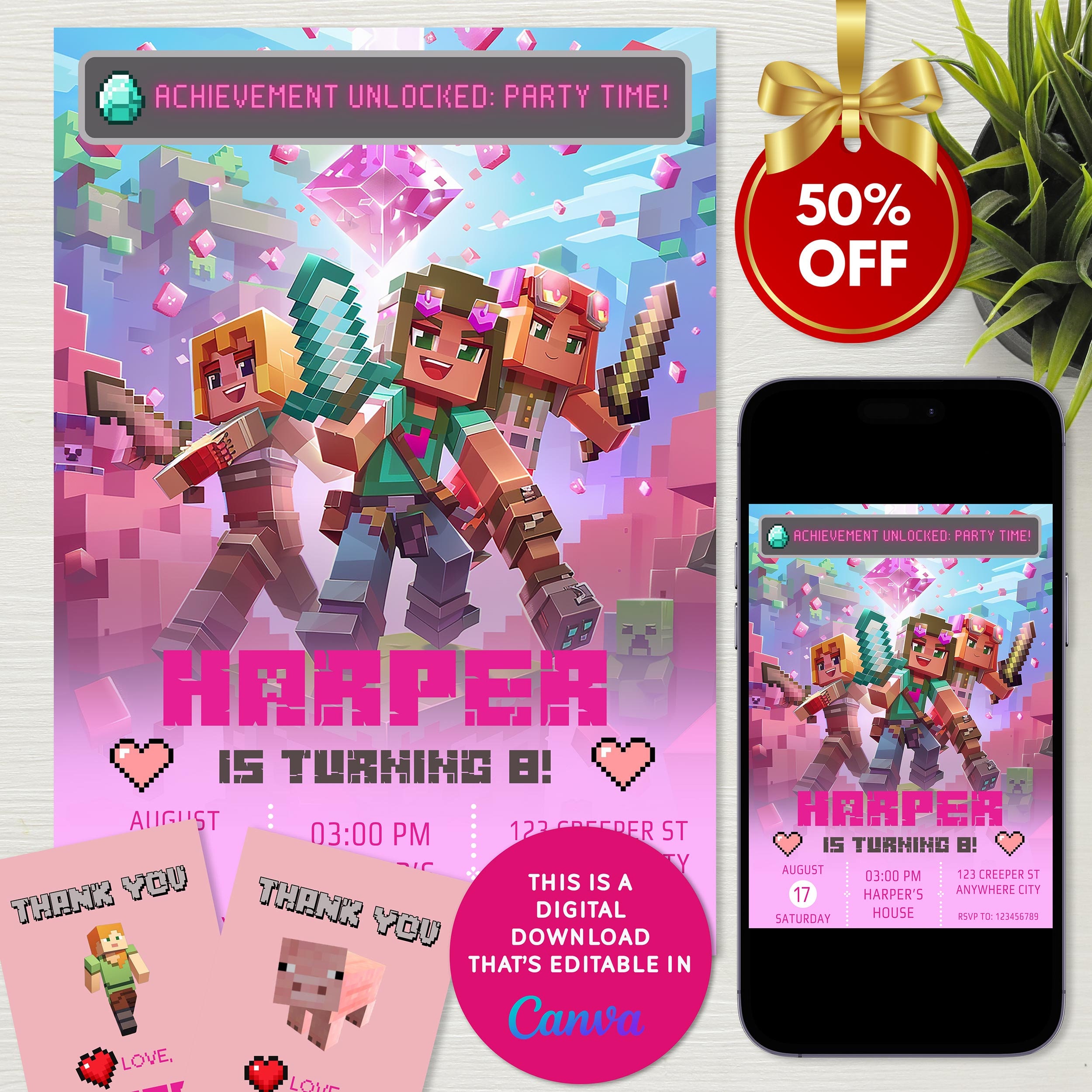 Girl Gamer Minecraft Invite