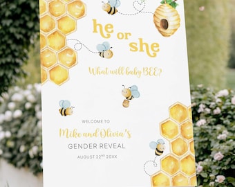beeページ♡ 20x30 Bee Gender Reveal Welcome Sign, Gender Reveal Welcome Sign