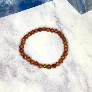 Goldstone and Gold Beaded Bracelet