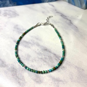 Turquoise and Sterling Silver Beaded Bracelet