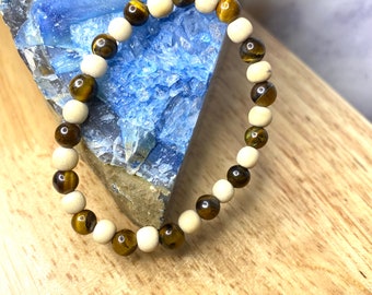 Tiger’s Eye and Wood Beaded Bracelet
